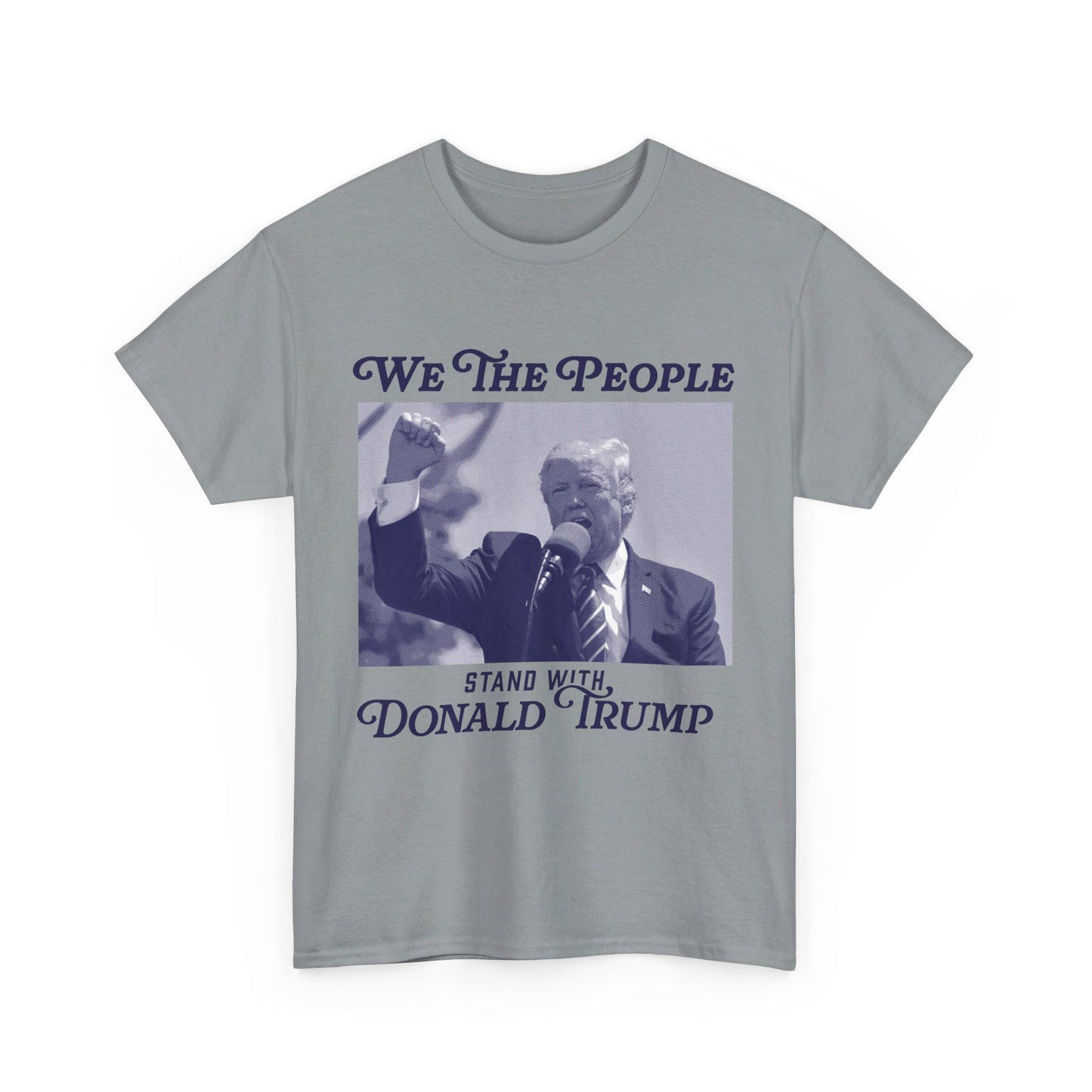 We The People Stand with Donald Trump Unisex Cotton Print T-Shirt - Blue