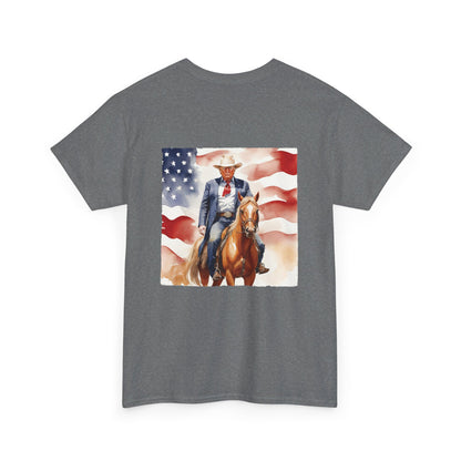 MAGA Cowboy Trump Unisex Cotton Double Sided Print T-Shirt