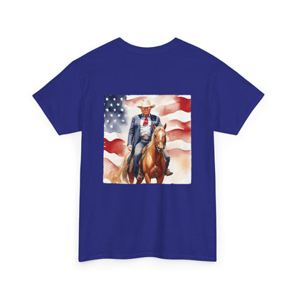 MAGA Cowboy Trump Unisex Cotton Double Sided Print T-Shirt