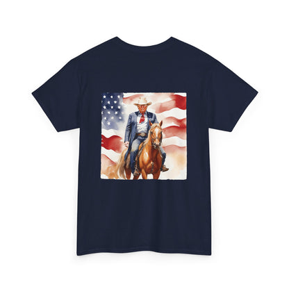 MAGA Cowboy Trump Unisex Cotton Double Sided Print T-Shirt